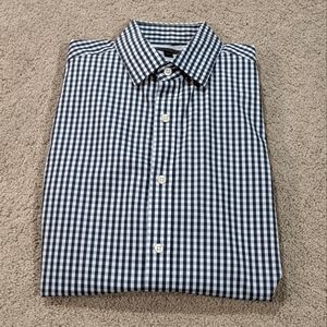 Banana Republic Tailored Slim Fit Button Down Shirt Non-Iron Blue Check